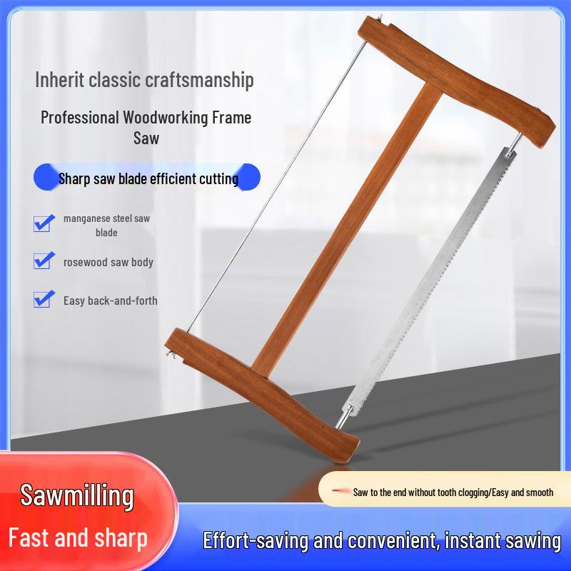 Bamboo Craftsman's Traditional Woodworking Tools Set: Fine-tooth Hand Saw & Sharp Frame Saw