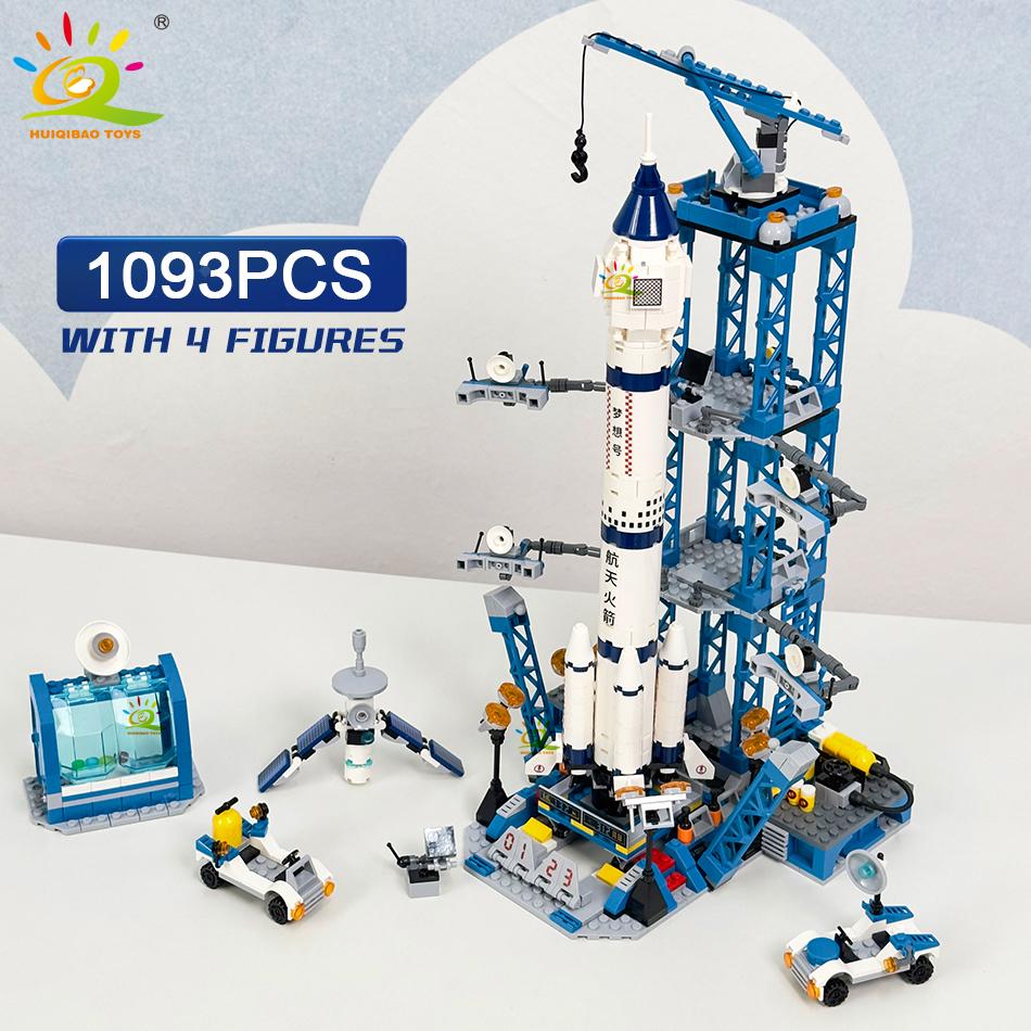 Aviation Spaceport Model Space Shuttle Rocket Launch Center Construction Building Blocks MOC Spaceship Kids Bricks Toy