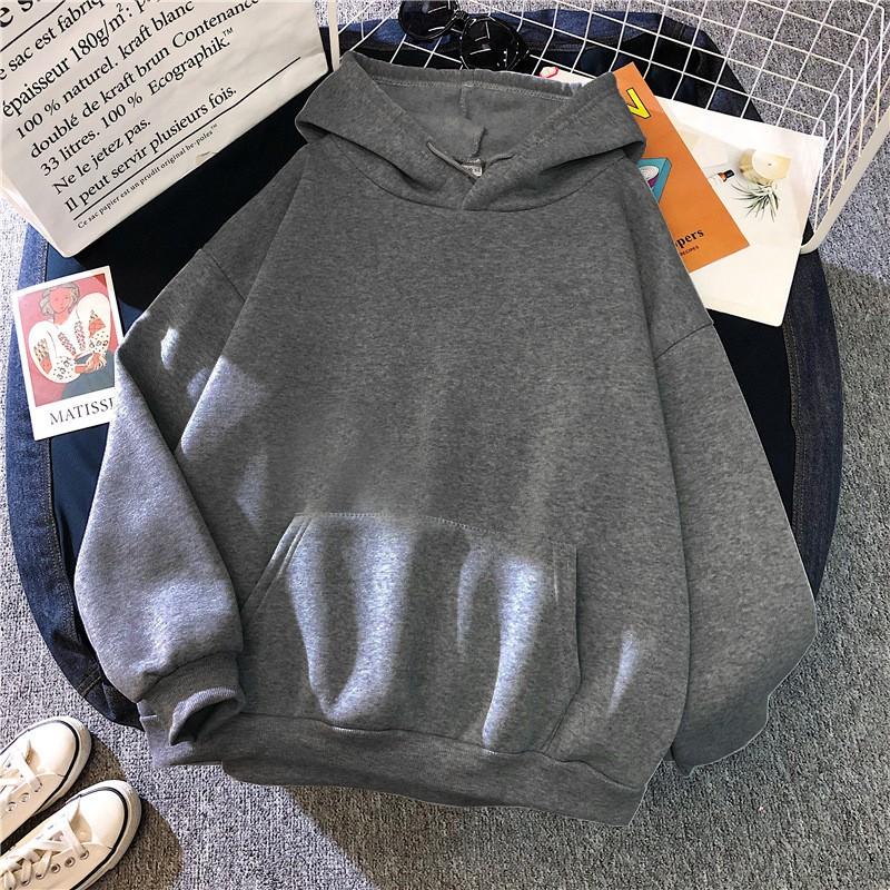 Womens Oversized Hooded Sweatshirt Plain Color Casual Long Sleeve Pullover Lightweight Comfortable