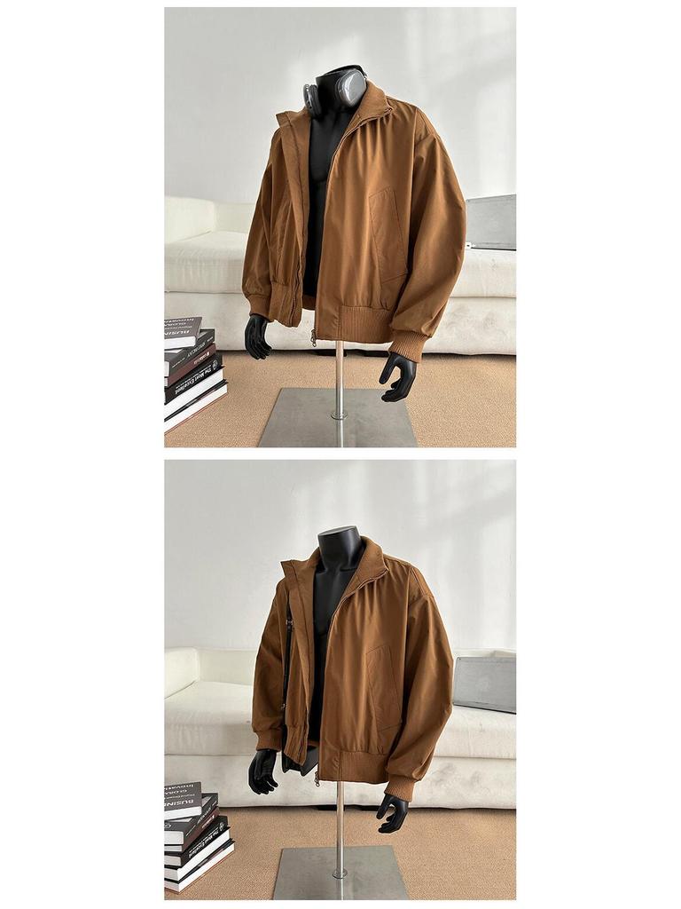 American Retro Men's Oversized Pilot Jacket - Trendy Spring/Autumn Stand Collar Baseball Style