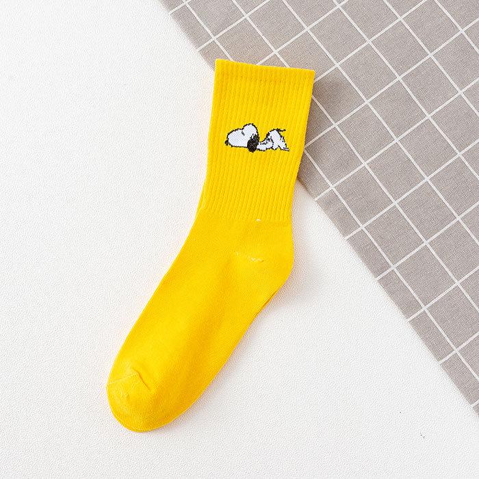 Snoopy Korean Style Mid-Calf Sports Socks - Autumn/Winter, High-Top, Comfortable, Trendy, College Style