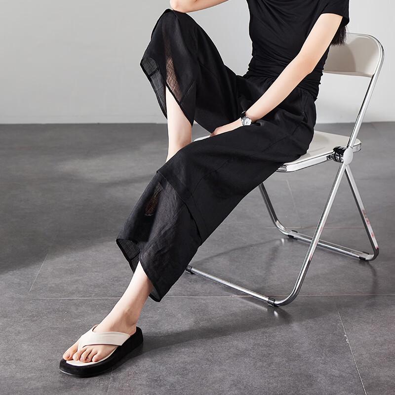 SOFSIL Women's High-Waist Linen Wide-Leg Pants