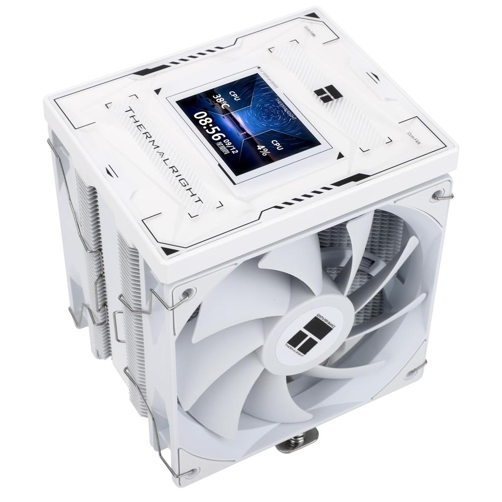 Thermalright Burst Assassin 120 Vision White Side-Flow Single Tower Heatsink CPU Cooler with 2.4-inch LCD Panel, 6 x 6mm Heat Pipes, Authorized