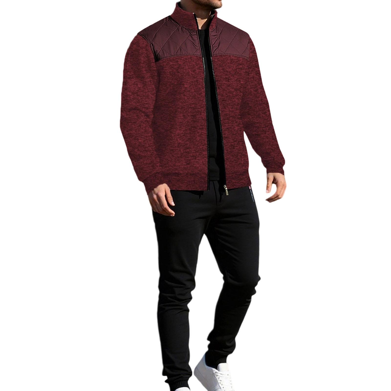 

Мужской Повседневный Вязаный Кардиган На Молнии Комплект Свитеров XL винный