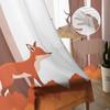 Herbstwald Cartoon Tier Hirsch Kaninchen Eule Fuchs Gardinen für Wohnzimmer Schlafzimmer Küche Tüll Fenster Voile Vorhänge