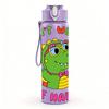 1PC Happy Green Dinosaur Slogan Print 750ml Color Plastic Sports Water Bottle Leakproof Flip Straw Lid Suitable for Sports Office Home Use