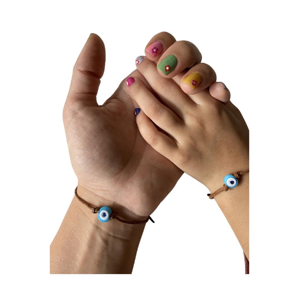 Pulsera de enamorados, 2 piezas, pulsera combinada con cuentas de ojo malvado de cristal