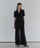 MODERNABLE Belt-Point Summer Wool Wide Pants - Black