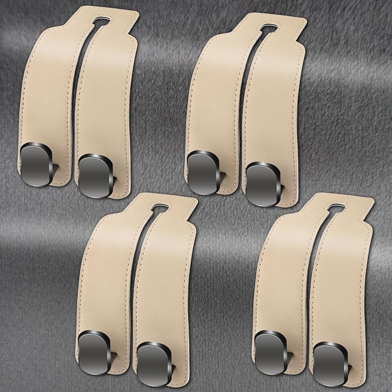 Amelity Headrest Hooks For Car, Car Hooks For Purses And Bags, Purse Hook For Car (Grey-2 Pack)