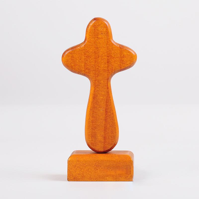 Magnetic Base Wood Cross Statue Handicraft Vintage Cross Ornament Portable Standing Crosses Figurine Office Desktop