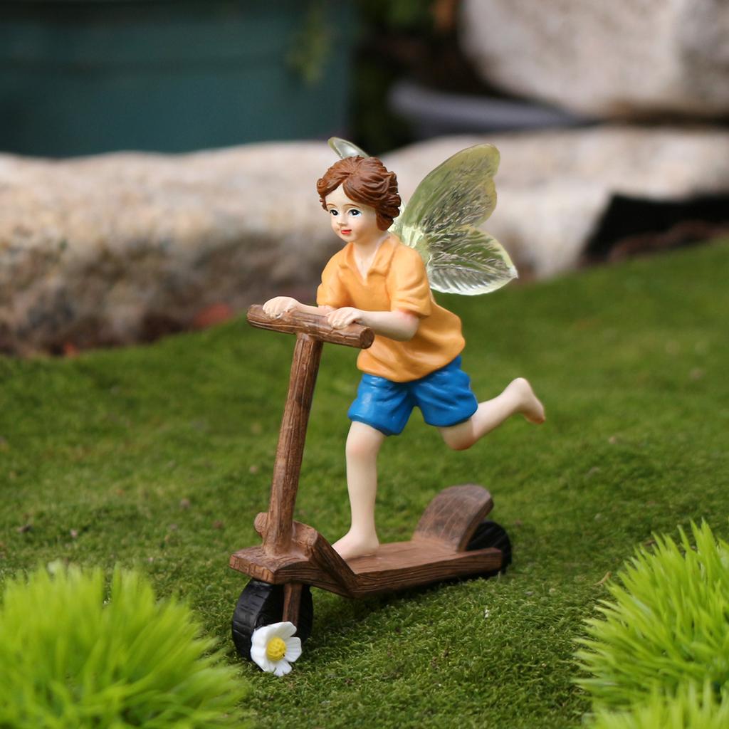 1 piece of flower fairy riding a skateboard, creative outdoor bonsai statue, carefully prepared gift for Valentine's Day/wedding