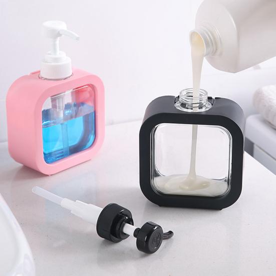 Lotion Bottle Leak-Proof Clear Design Press-down Pump Dispenser Wide-Mouth Plastic Waterproof Liquid Bottle