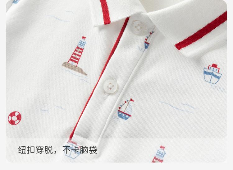 David Bella Boys' Short-sleeved T-shirt Summer Dress Children's Elegant Polo Shirt Boys' Baby Printed Top