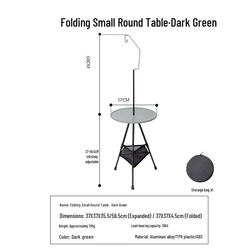 Compact Aluminum Folding Round Dining Table for Home, Small Spaces, and Outdoor Use