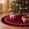 Luxurious Velvet Christmas Tree Skirt Scalloped Lace Trim Tree Base Cover Holiday Home Decoration Xmas Party Apron for Indoor Festive Display 120 cm