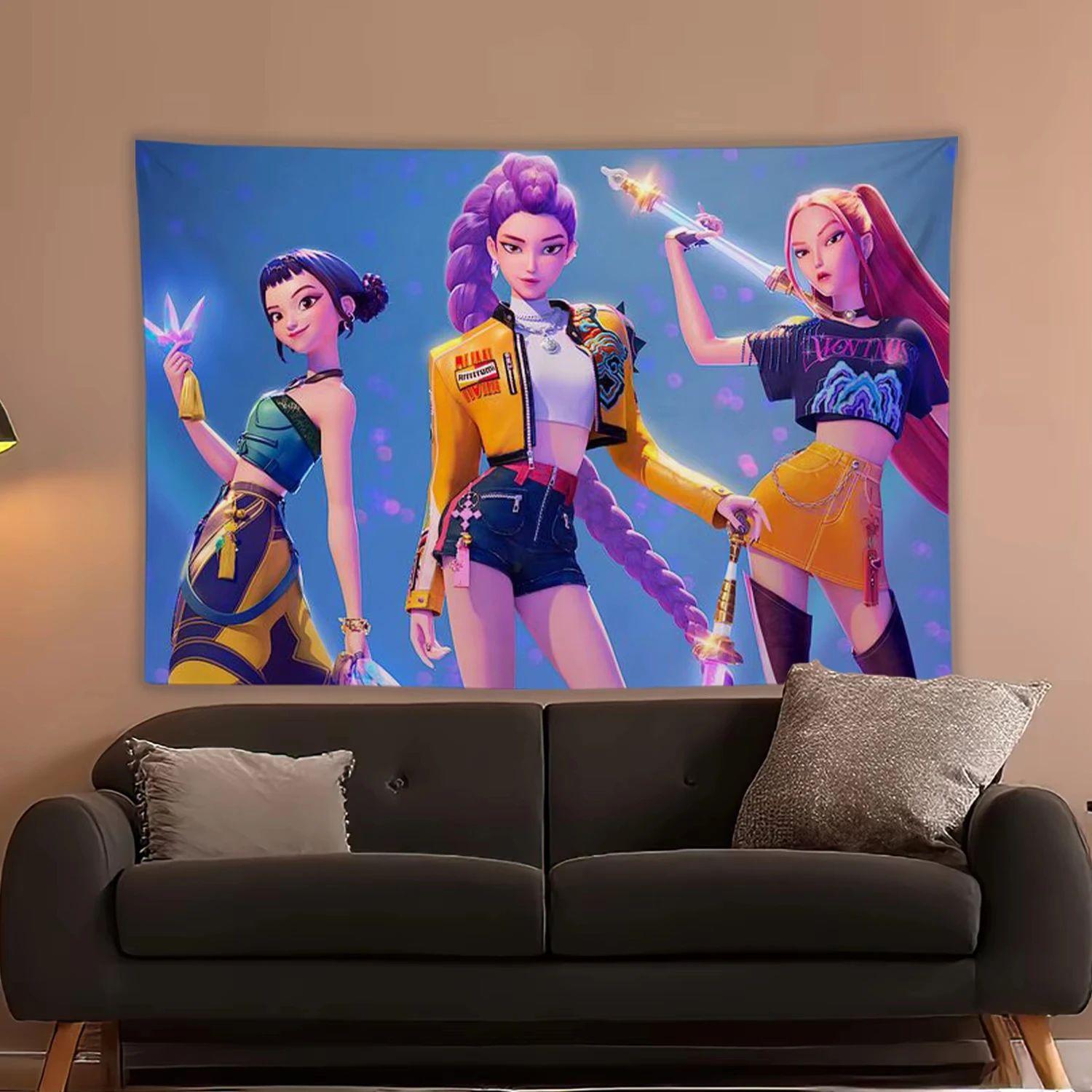 Tapestry kpop demon hunters hunters anime hunters 75x100 чёрный