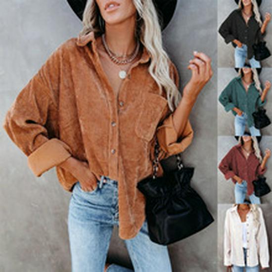 Women's 2026 Autumn/Winter Corduroy Long Sleeve Pocket Cardigan