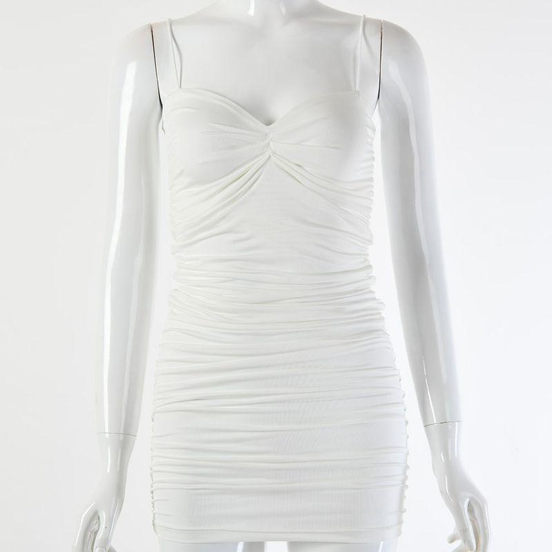 

Модное плиссированное приталенное праздничное платье-жилет White L