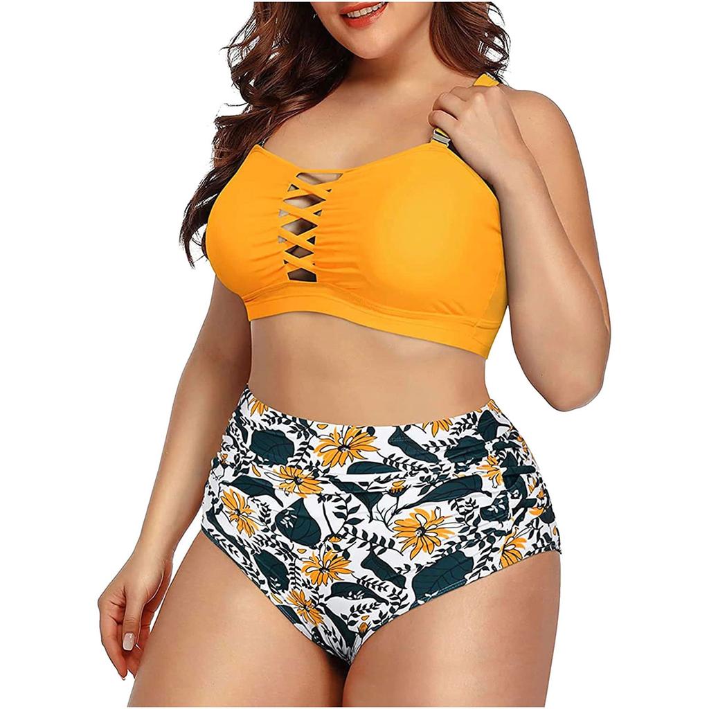 Costum de baie pentru femei de mărime mare Costum de baie imprimat la modă de vară Bikini Sexy cu scobitură Tankini Bikini Costum de baie din două piese Îmbrăcăminte de plajă