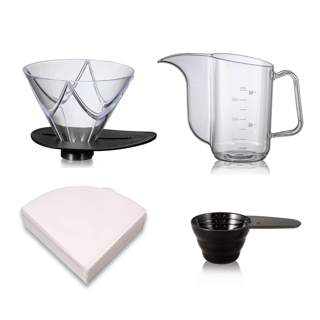 Hario Dripper MUGEN Trial Set for 1-2 Cups Practical Capacity 350ml Made In Japan VDMU-02T-SPS Transparent