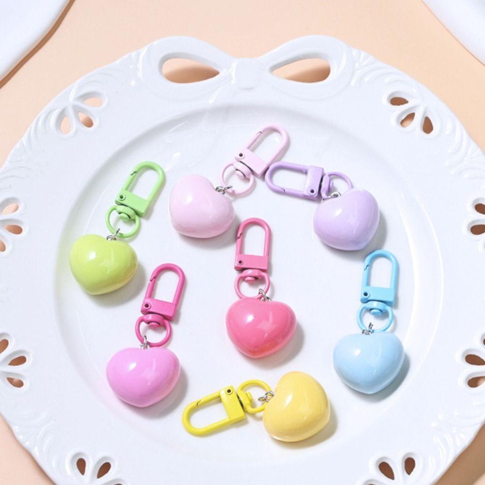 5pcs Anti-lost Love Resin Keychain Colorful Car Keychain Cute Heart Pendant Keyring  Earphone Bag