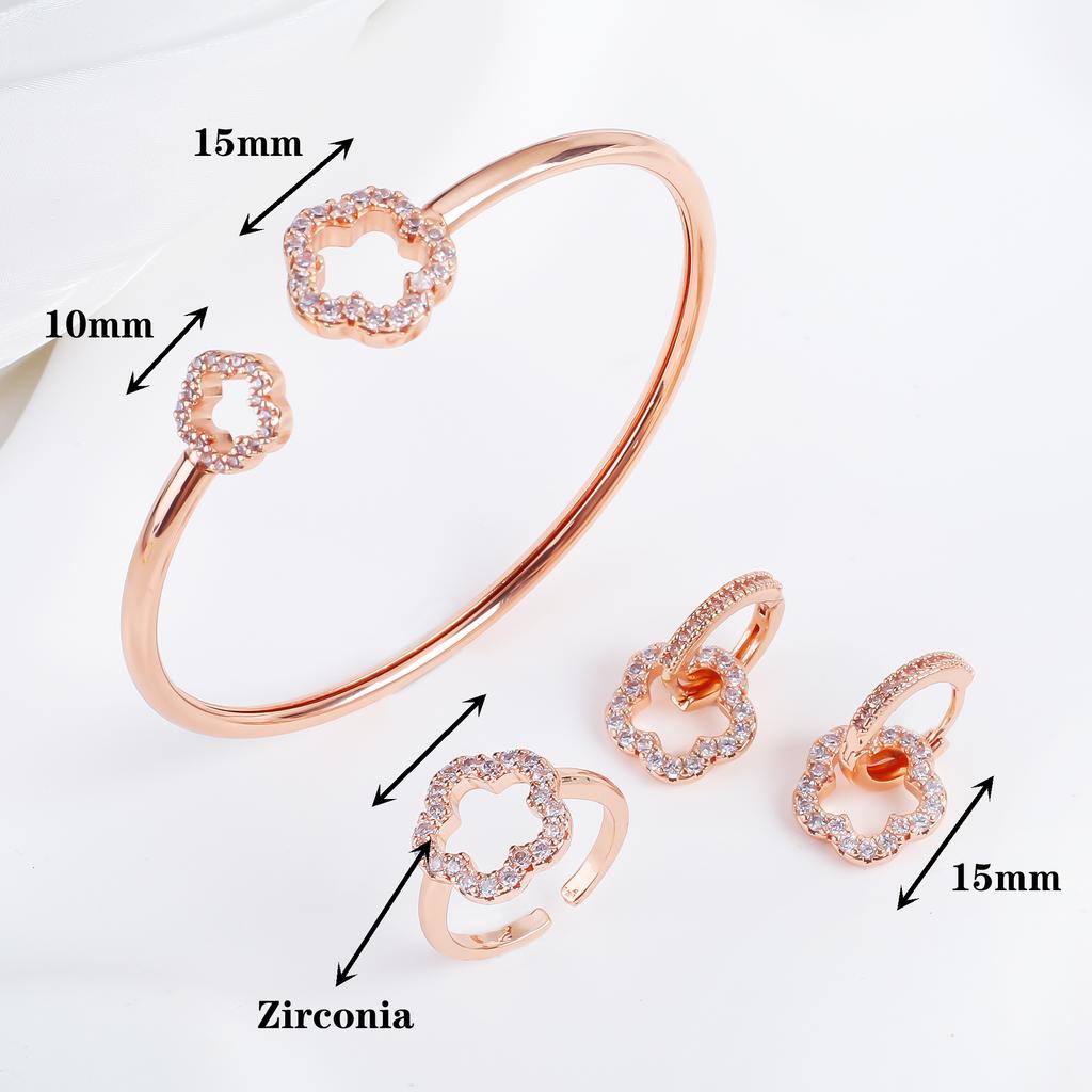 Gold/Rose Gold/Silver High-Quality Shiny Zirconia Five-Leaf Flower Finger Jewelry Adjustable Ring Simple For Woman Jewelry Gift