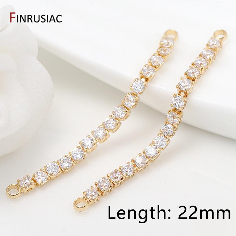 

22mm/40mm 14K Gold Plated Brass Inlaid Zircon Long Tassel Ear Wire Earrings Findings Women Jewellery Making Supplies 2 pieces