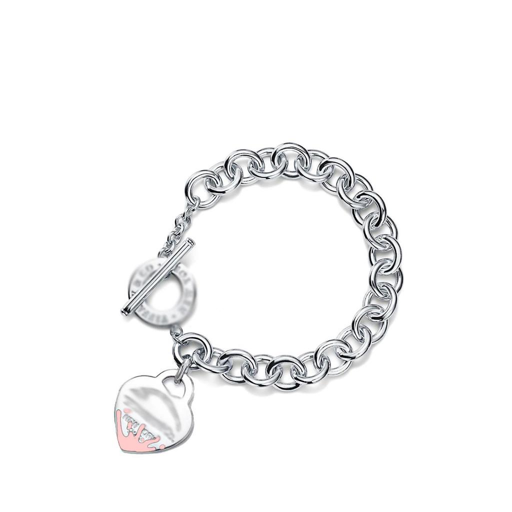 Classic Enamel Heart Bracelet for Women with Clasp Heart Pendant
