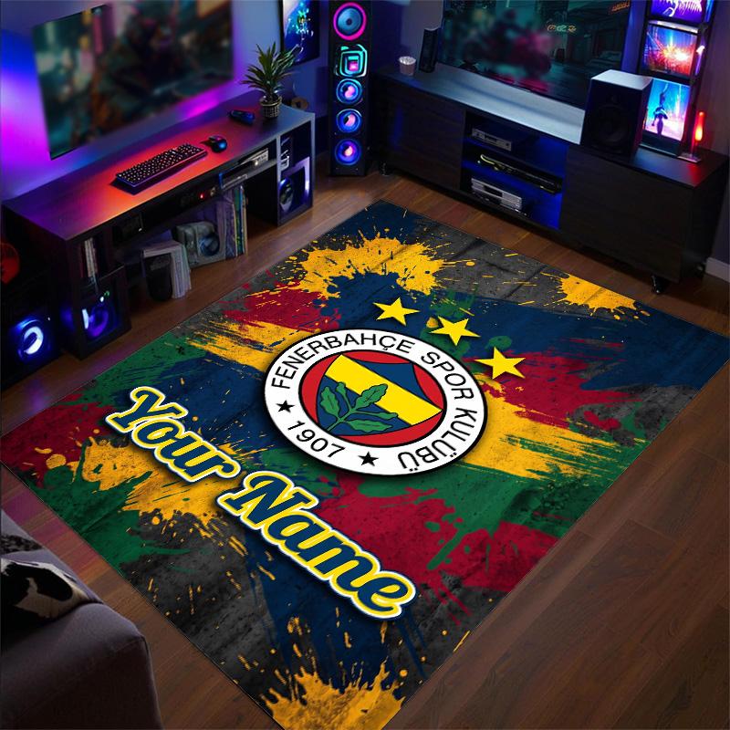 Crystal Velvet Rug Fenerbahçe FC Print Custom Name Text Floor Mat Home Decor