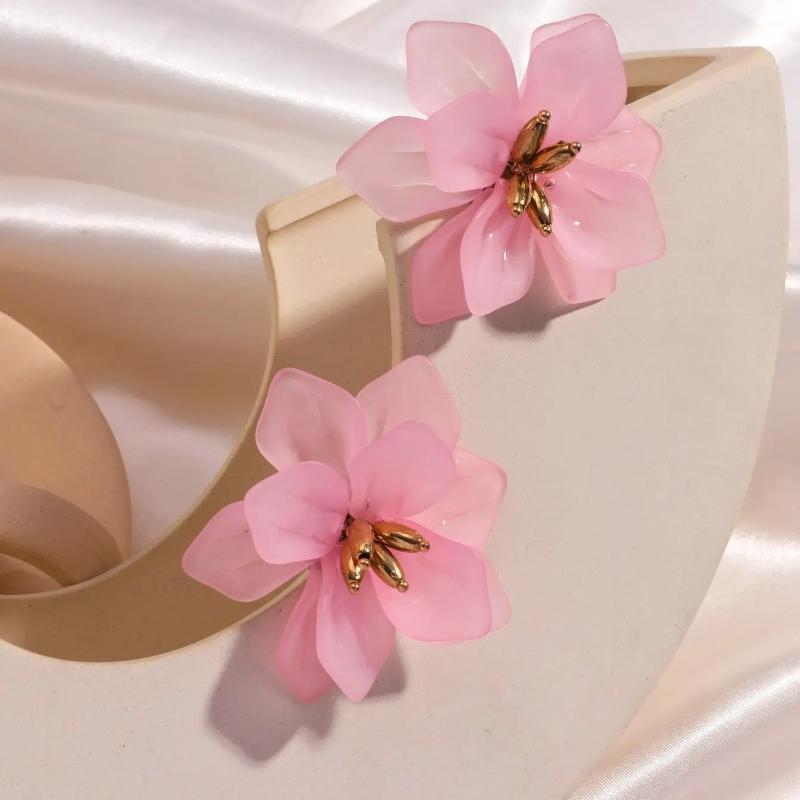 New Multi Color Acrylic Flower Stud Earrings for Women Korean Fashion Cute Super Fairy Temperament Earrings Jewelry Accessories