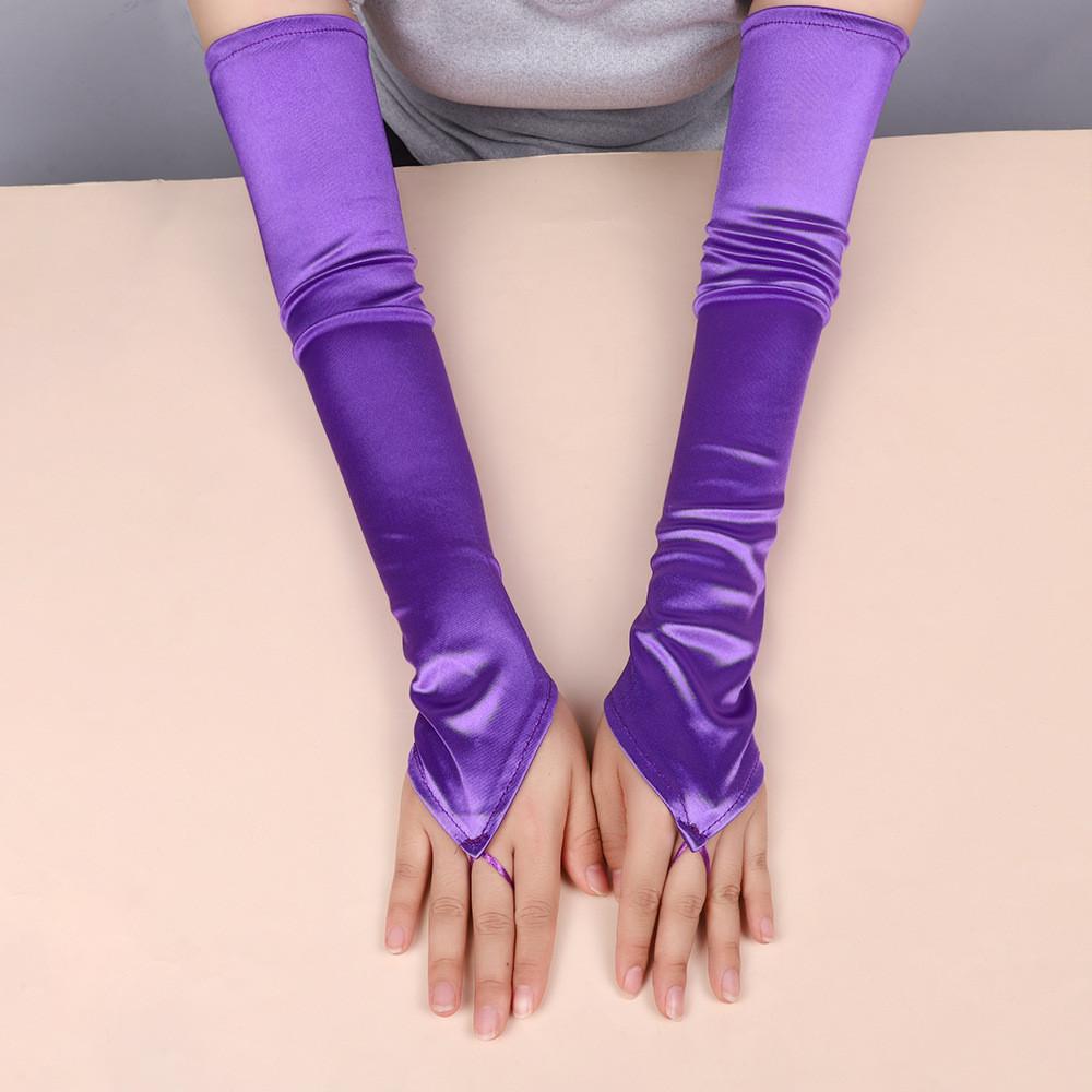 Summer Satin Fingerless Gloves With Sunblocking Function For Dress Up And Events