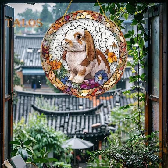 Easter Pendant Hanging Decoration with Lanyard Easy To Hang Rabbit Pattern Design Wide Application Window Acrylic Pendant