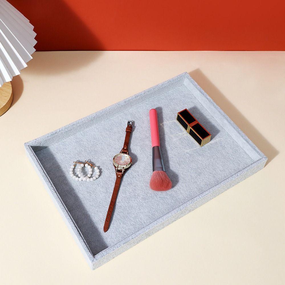 Wooden Velvet Jewelry Tray Necklaces Rings Earrings Plate Jewelry Storage Box  Jewelry Storage