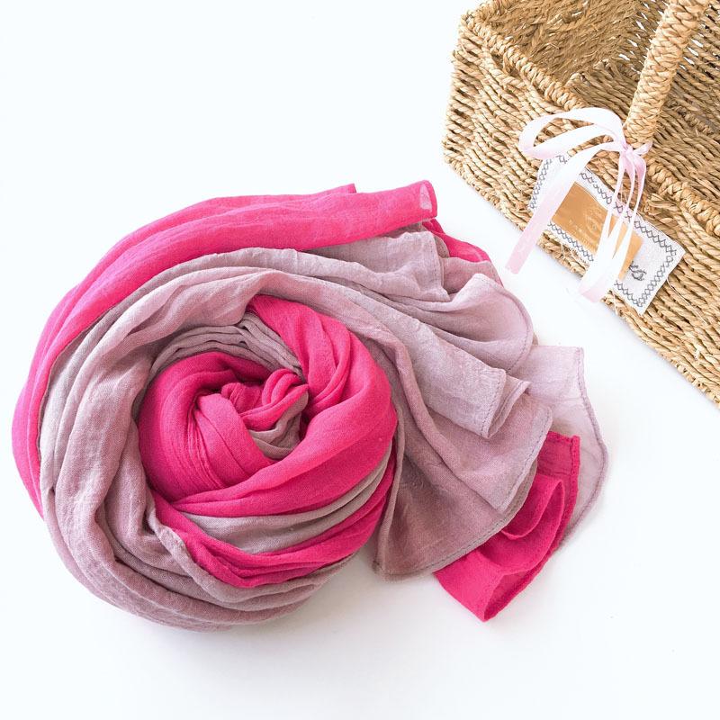 Women'S Cotton And Linen Two-Color Splicing Scarf Fashionable Super Long Warm Shawl Contrasting Colors Japanese Fresh Scarf