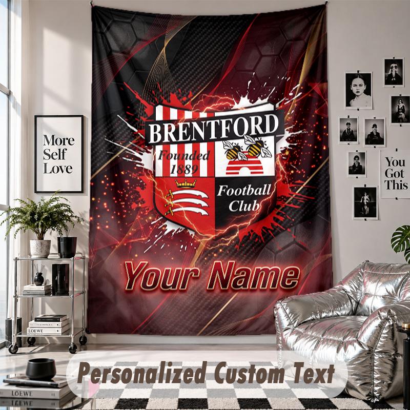 Custom Tapestry Wall Hanging, Brentford Football Personalized Name Text Home Wall Decor