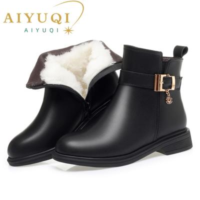 Frauen Stiefel Winter Echtes Leder Frauen Schnee Stiefel Große Größe Nicht Slip Wolle Warme frauen Kurze Booties