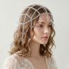 SLBRIDAL Ručně vyráběné přívěsky ze síťoviny, krystalové perlové čepice, korálkové vlasové síťky, svatební vlasové doplňky pro ženy a dívky, čelenka, šperky