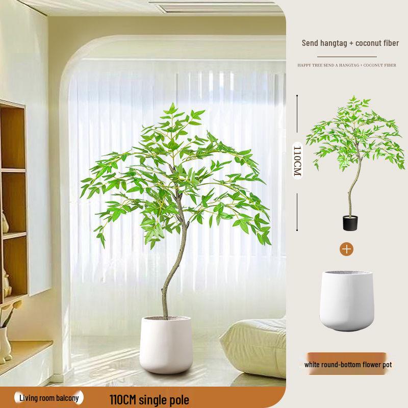 High-End Nandina Domestica Floor-Standing Faux Green Plant for Indoor Decoration