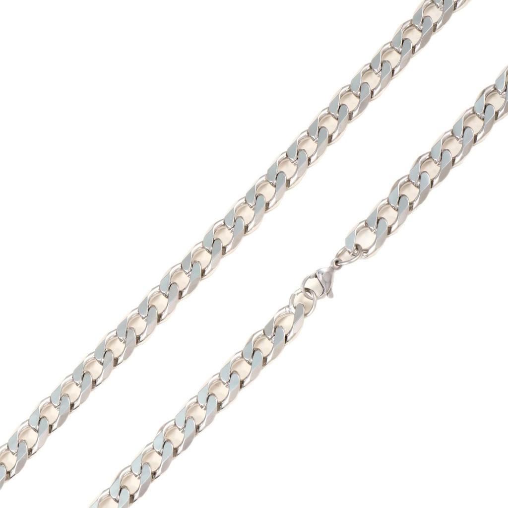 European & American Fashion Hip Hop Necklace Bracelet: Six-Sided Grind, Light Luxury Stainless Steel Plain Chain