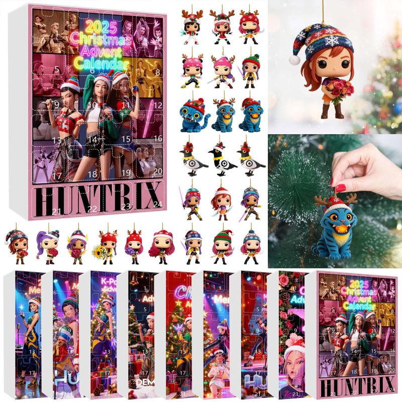Kpop Demon Hunter Advent Calendar 2D Acrylic Pendant Christmas Tree Hanging Decorative Gift New Year 24 Days Countdown Blind Box