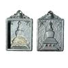 Wutai Mountain Tibetan Thangka Gau Box Pendant - Copper, Gold, Silver, Gemstones, Big White Pagoda Design
