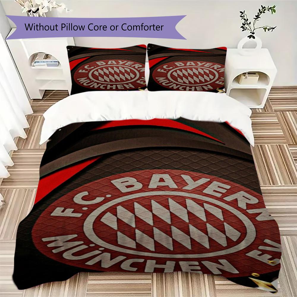 Set Copripiumino Trapuntato con Fantasia FC Bayern Monaco Copripiumino Federa Decorazione per la Casa Regalo di Compleanno (1 * copripiumino + 2 * federe senza imbottitura)48