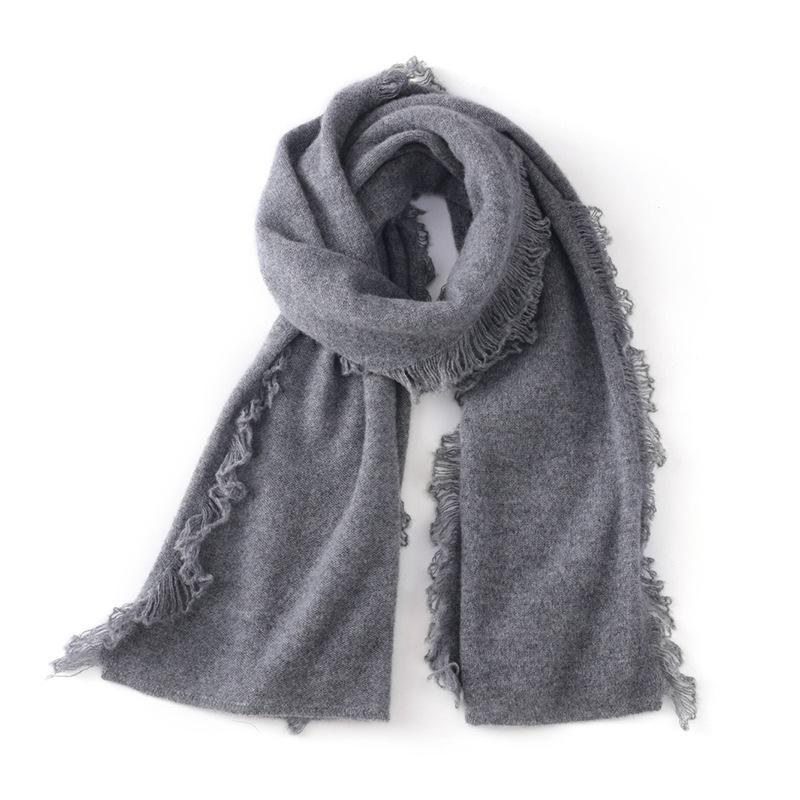 Women's 100% Pure Cashmere Scarf - 2024 Autumn/Winter Korean Style Tassel Knitted Shawl