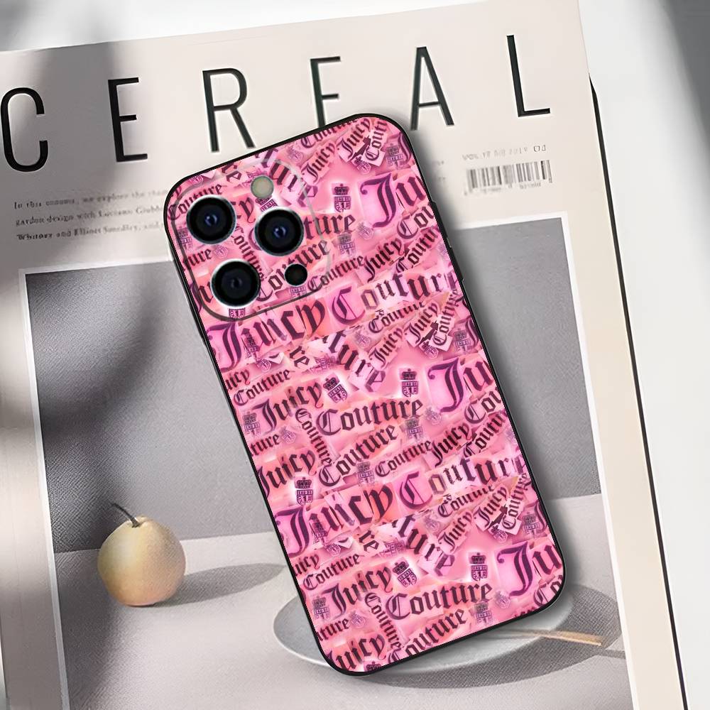 Pink J-Juicy C-Couture Phone Case For iPhone 17,16,15,14,13,12,11 Plus,Pro Max,XS,Soft Black Cover