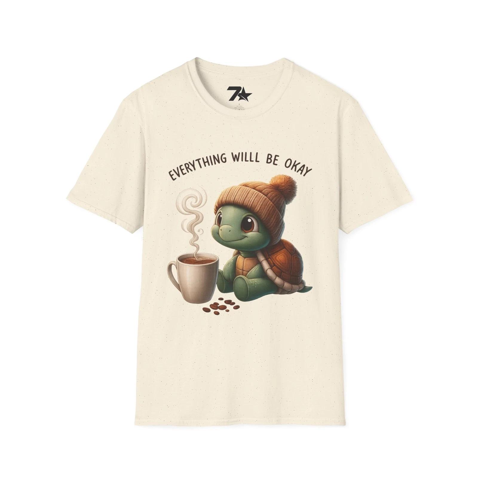 Turtle Coffee T shirt, Cute Animal Graphic Tee, Positive Vibes Shirt, Unisex S