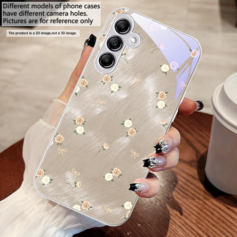 Gradient Yellow Rose For Samsung A73 72 71 A70 56 55 54 A53 52 51 50 42 A35 A34 33 32 31 26 25 24 23 22 30 Glass Phone Case