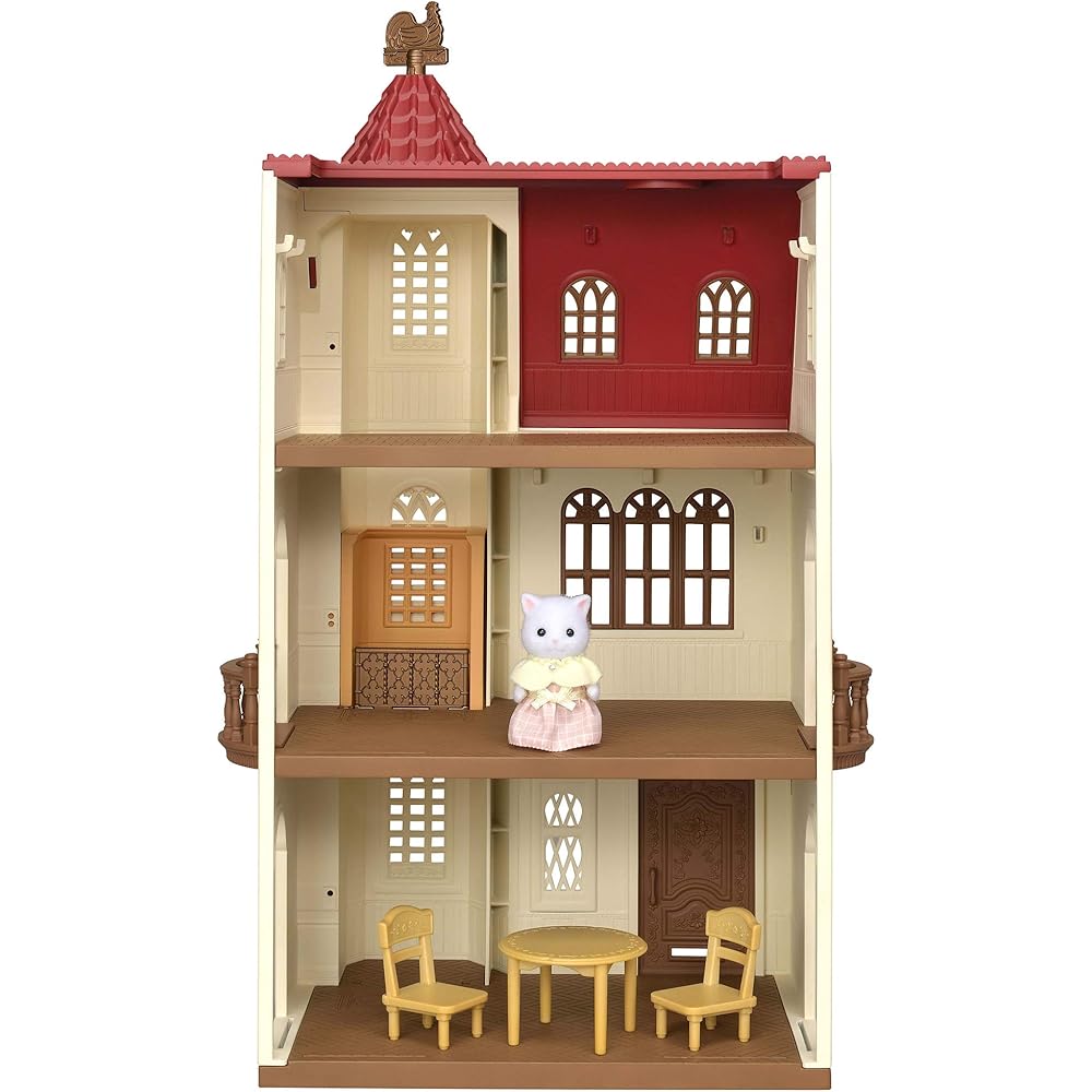 EPOCH Sylvanian Families House with Red Roof and Elevator Playset