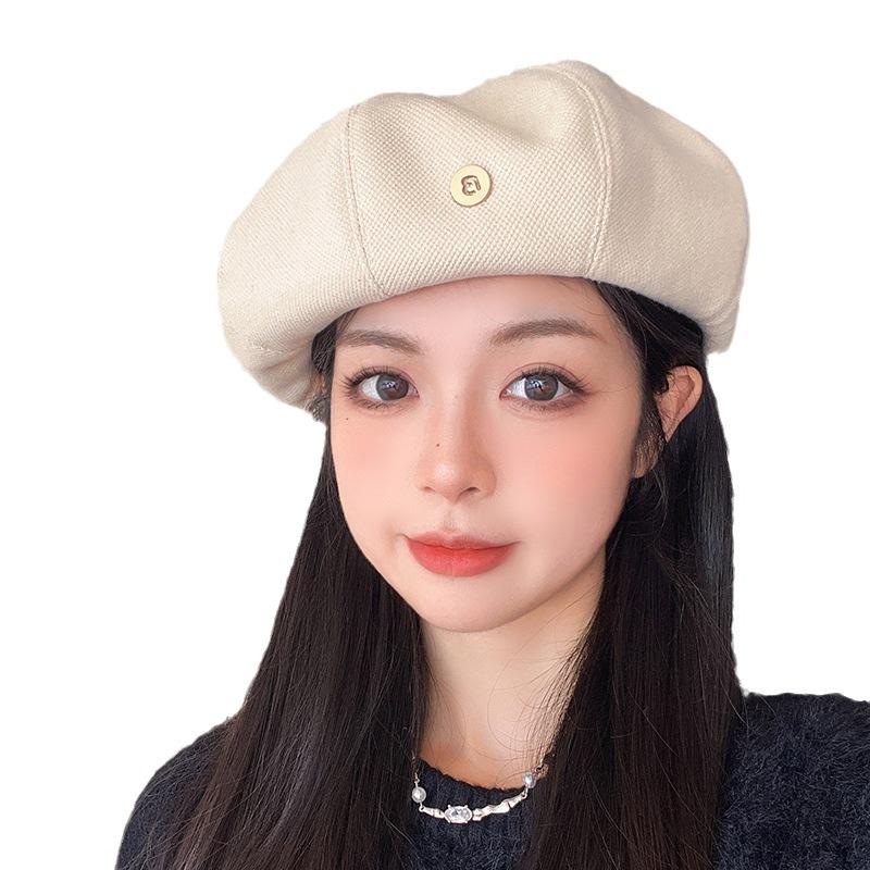Beret Women's Spring and Autumn Japanese Style Temperament Small Fragrant Style Painter's Hat Showing Face Small Versatile Elegant Pumpkin Bud Hat