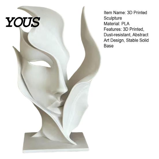 3D Printed Sculpture Abstract Face Sculpture, Minimalist Embracing Bust Art Decor, Wear-resistant Ornament Matte White Modern Luxury Home