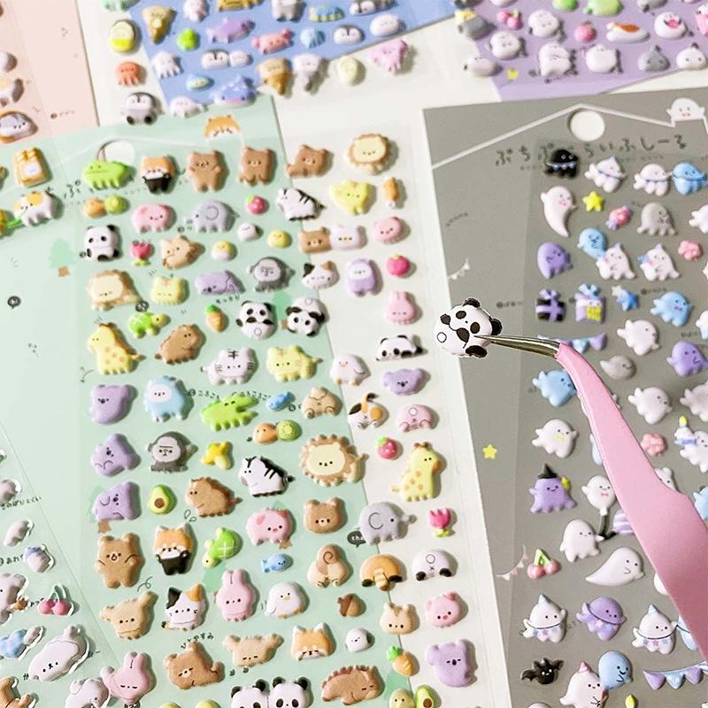 3D Bubble Stickers Cartoon Animal Mini Stickers Children Girls Diy Scrapbook Notebook Phone Case Paster Decals Stickers
